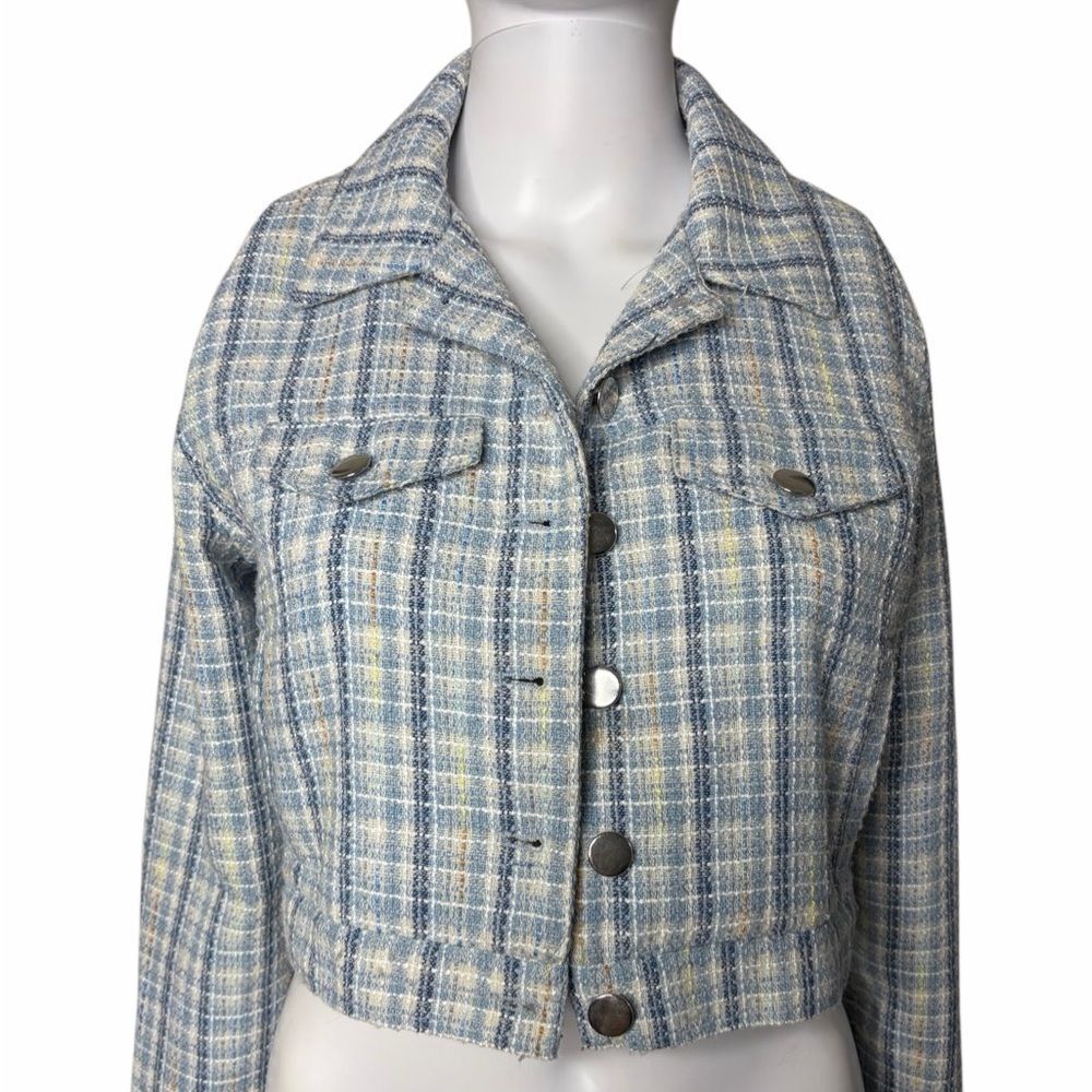 Sugar Thrillz Women's BlueโCropped Plaid Jacket Size Small